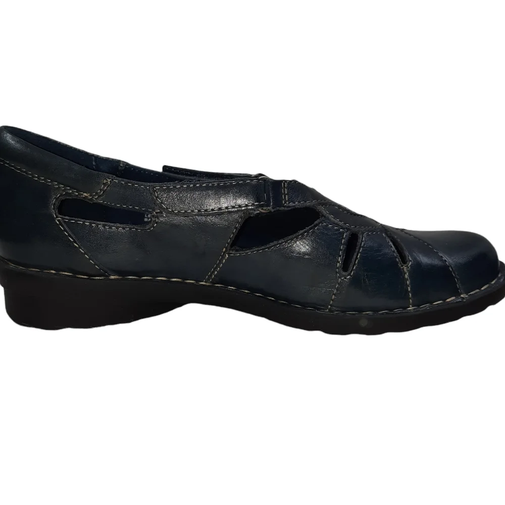 Clarks Bendables Blue Leather Nikki Regatta Shoe SZ 7.5M